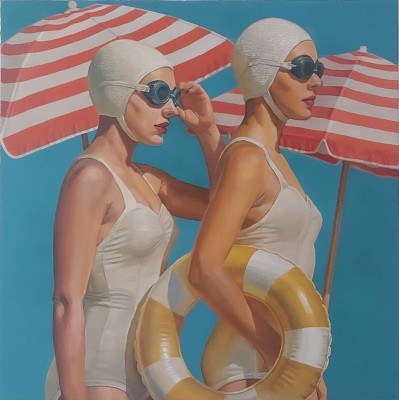 British Artist Allan Wilkie - Sunny Afternoon at the Lido