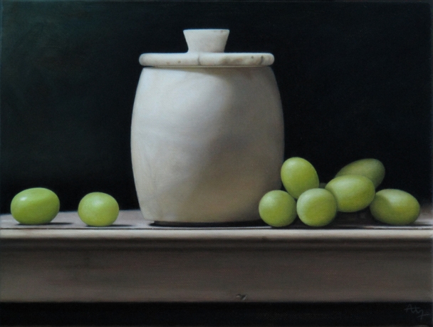 Still Life with White Pot and Grapes