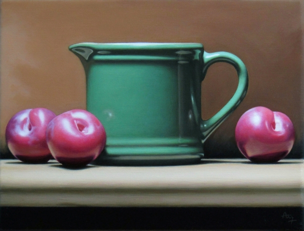 Still Life with Green Mug and Plums