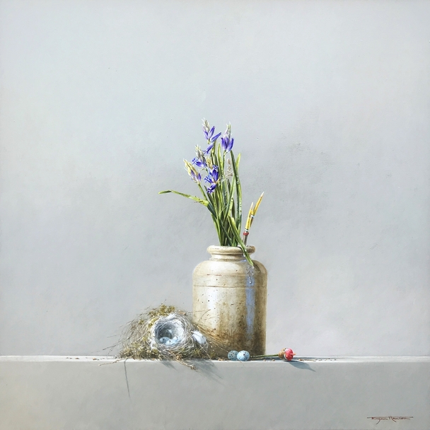 BRYAN HANLON - bluebells and goldfinch