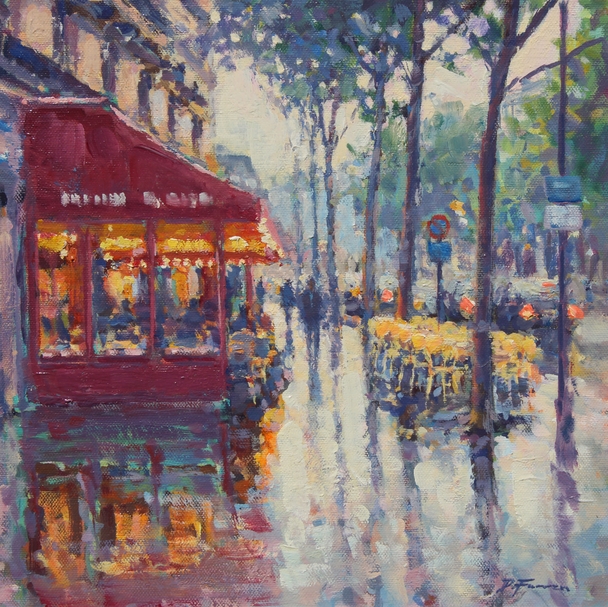 British Artist David Farren - Cafe Lights, Paris