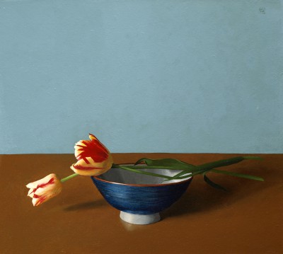 DAVID GLEESON - tulips and bowl
