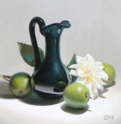 Viridian Jug with Apples
