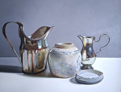 Silver Jugs and Tea Caddy