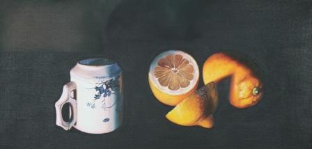 JANE CRUICKSHANK - still life with small cup & lemons
