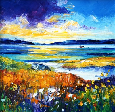 Evening, Trawler passing Taransay