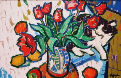 JOAN GILLESPIE - still life with cat