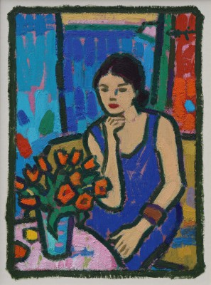 Seated Woman with Tulips
