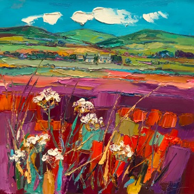 JUDITH BRIDGLAND - house with blue door, tomintoul