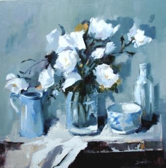 Blue Jug and Roses