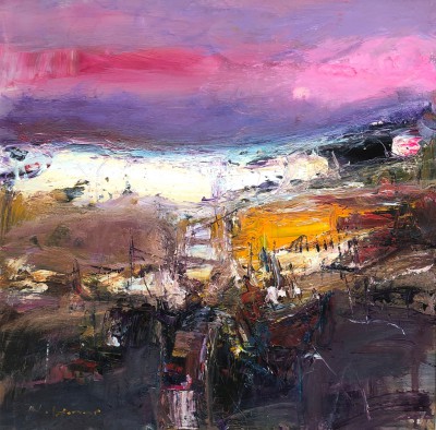 Pink Sky and Moonlight over Angus