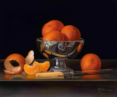 Mandarins and Silver Bowl