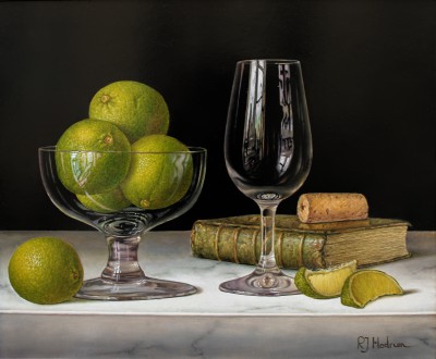Limes with Glass and Book