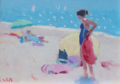 British Artist Stephen Brown Rba - Bather in Blue
