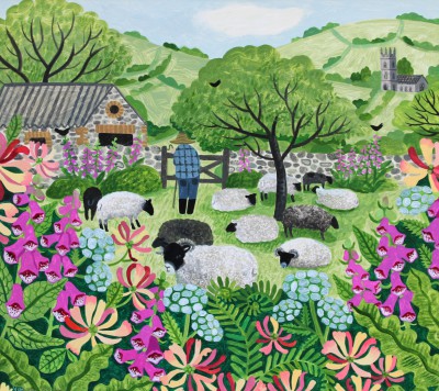 VANESSA BOWMAN - sheep and foxgloves