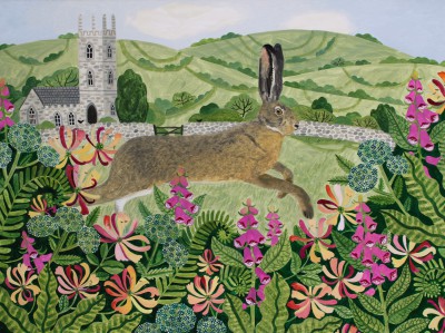Leaping Hare and Foxgloves